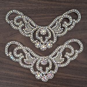 Two Vintage Rhinestone Appliques Neckline